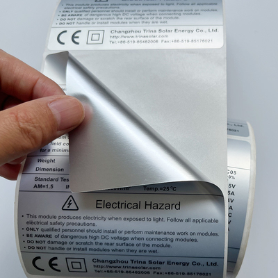 Impresión de la etiqueta engomada adhesiva de Matte Silver Thermal Transparent Polyester de la etiqueta de código de barras del ANIMAL DOMÉSTICO