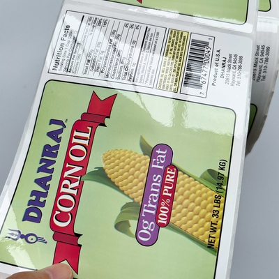 CMYK que imprime la impresora modificada para requisitos particulares adhesiva de empaquetado Label del rollo de la botella de la comida de las etiquetas engomadas del vinilo