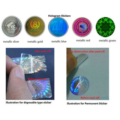 Etiquetas olográficas autas-adhesivo de la seguridad del laser para la botella de cristal