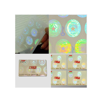 La identificación de encargo de las formas cortó las etiquetas engomadas transparentes del holograma con tintas, etiquetas engomadas inalterables del holograma