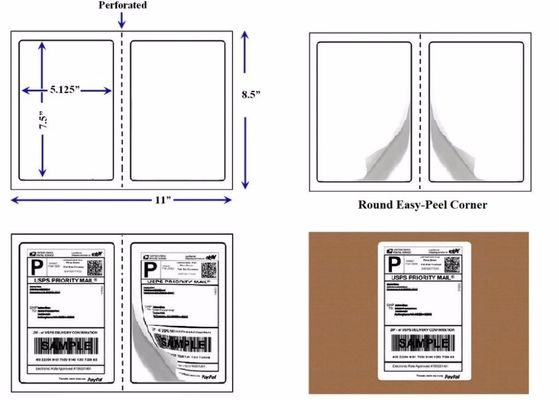 8,5 * 11 etiquetas termales cortadas con tintas del espacio en blanco para el envío