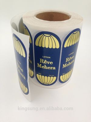Rollo caliente de impresión de encargo del papel de la etiqueta autoadhesiva del sello del oro