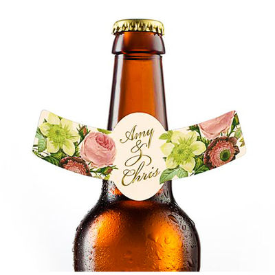 Etiquetas adhesivas impermeables del cuello de la botella de cerveza del holograma de la etiqueta autoadhesiva del cuello de la botella de vino del vinilo