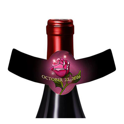Etiquetas adhesivas impermeables del cuello de la botella de cerveza del holograma de la etiqueta autoadhesiva del cuello de la botella de vino del vinilo