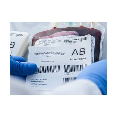 Etiqueta engomada de impresión ULTRAVIOLETA del bolso de la sangre del rectángulo para los hospitales