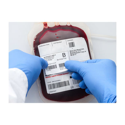 Etiqueta engomada de impresión ULTRAVIOLETA del bolso de la sangre del rectángulo para los hospitales