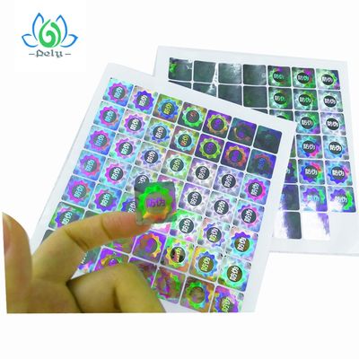 Etiqueta válida brillante de la etiqueta engomada del holograma de la hoja de plata, etiquetas engomadas inalterables claras