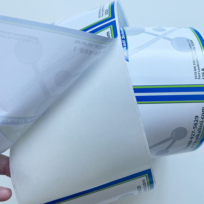 El papel sintético de impresión de encargo de la etiqueta autoadhesiva del vinilo cortó el rollo con tintas para la etiquetadora